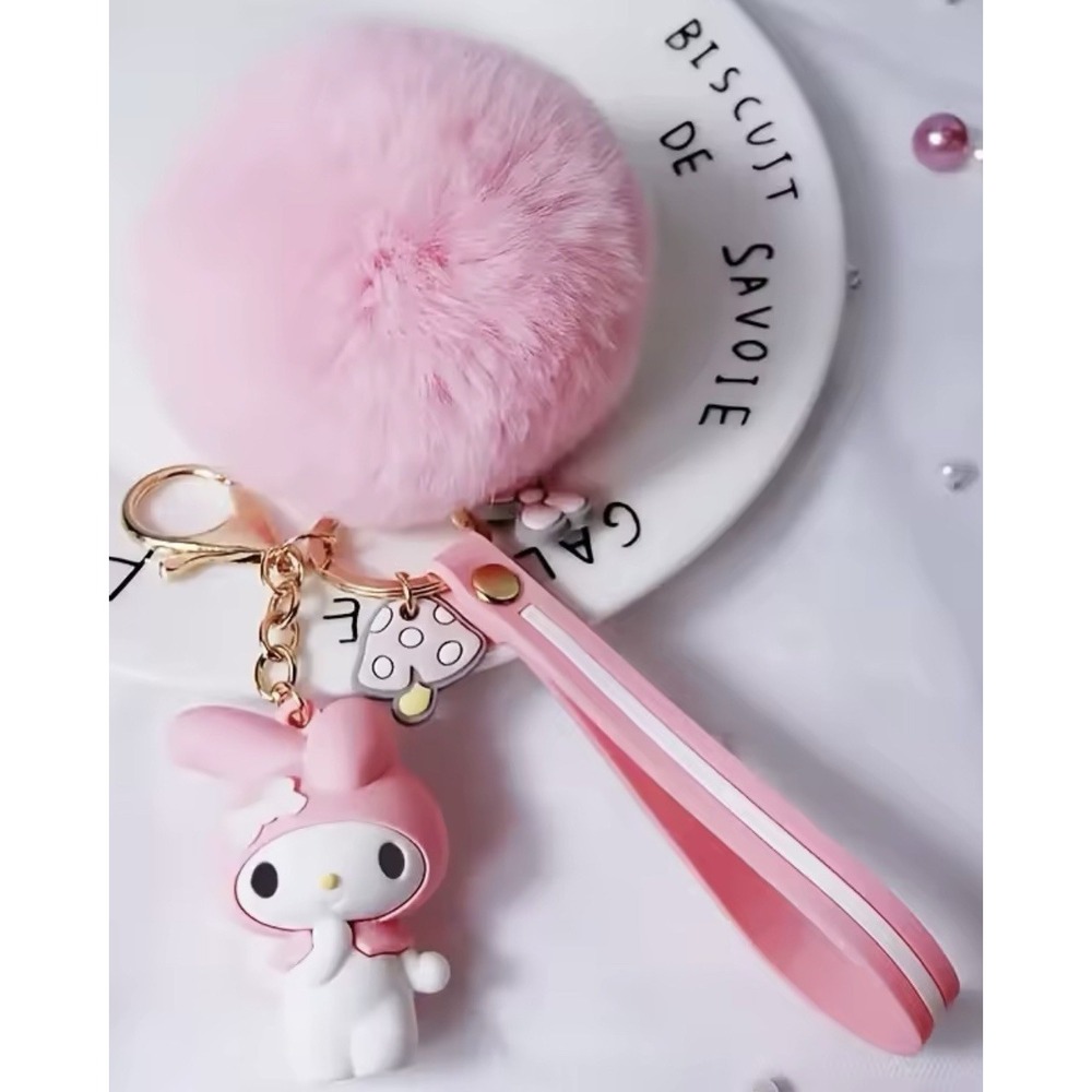 Sanrio Melody Pompom Keychain w/Strap